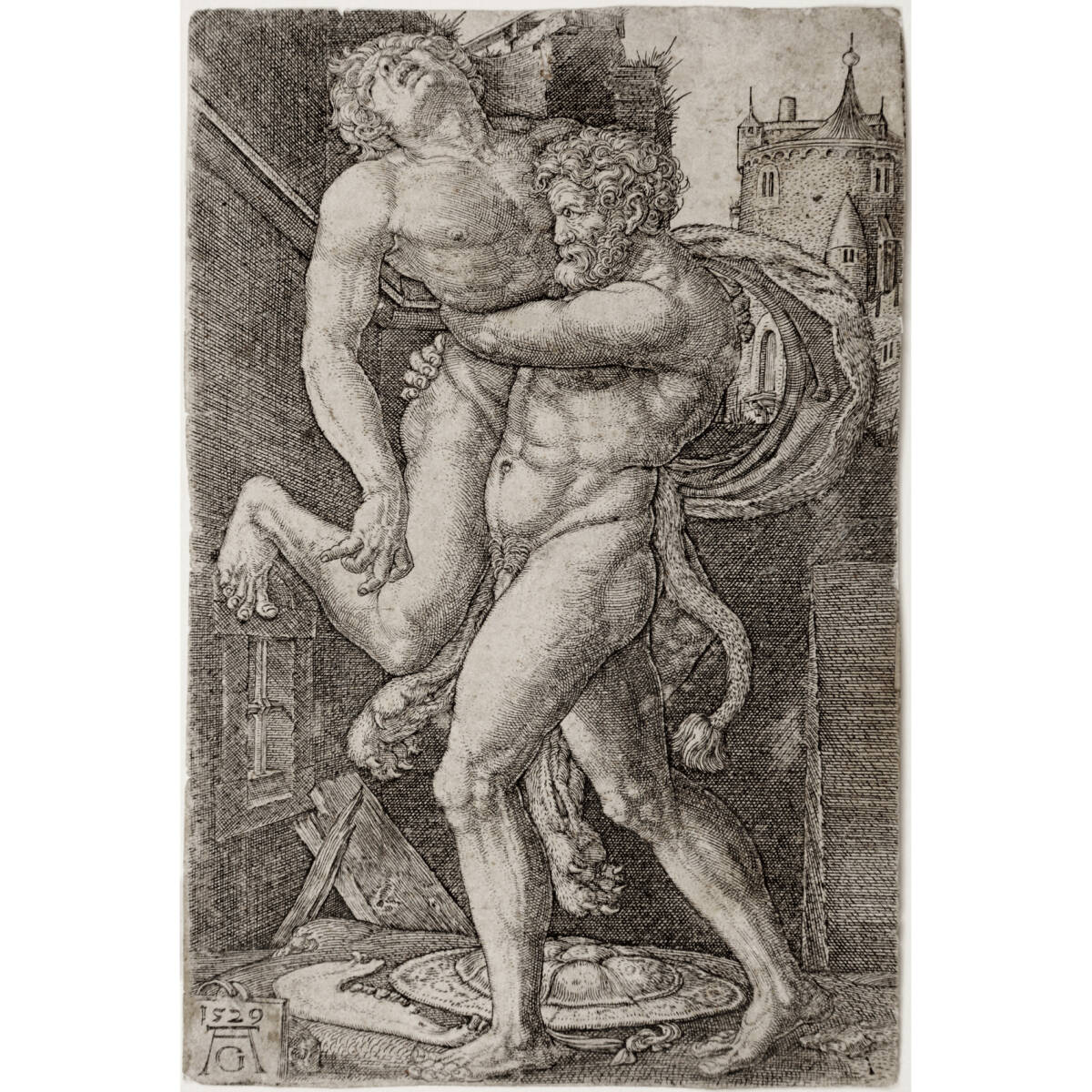 "Lluita entre Hèrcules i Anteu" (Heinrich Aldegrever, 1529) - Col·lecció Mariano Moret